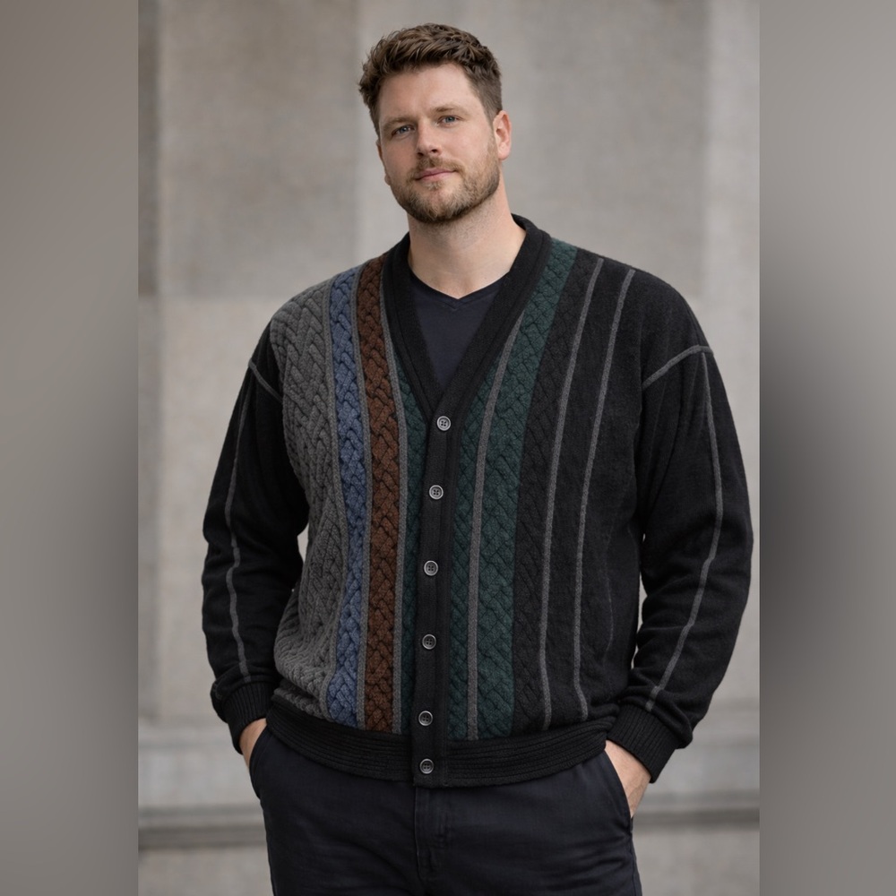 Carlo Colucci cable knit Multicolor Striped Cardigan Sweater